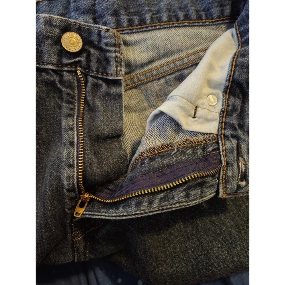 Levis 505 Regular Straight Blue Denim Jeans Mens Tag 30x30 Western
